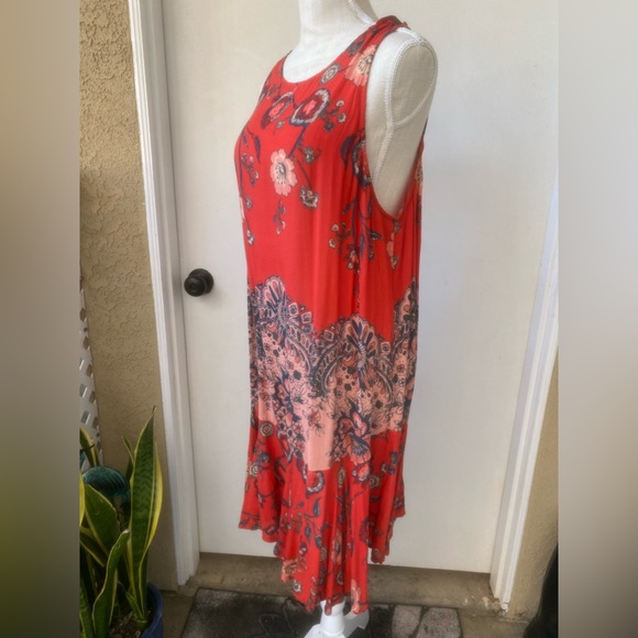 intimately free people red floral open back slip dress sz. s - Picture 3 of 17